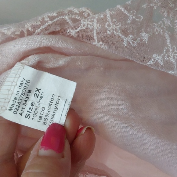 Stella Martini Womens Blush Linen and Lace Flowy Tunic Top Minimalist Sz.2X - Picture 9 of 9